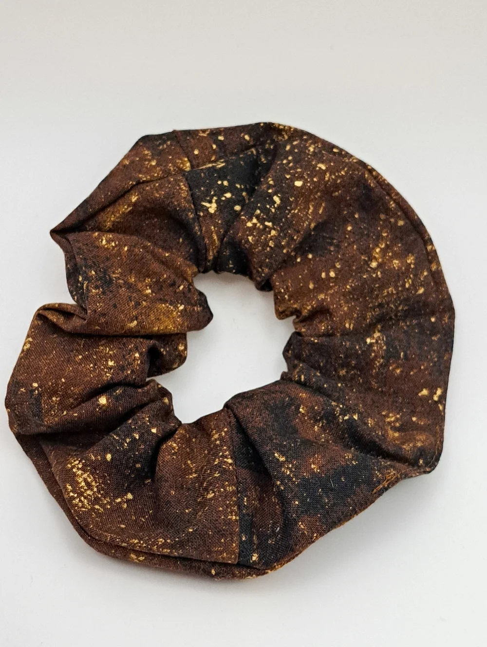 Chocolate Brown Gold Speckled Scrunchie Hair Rie Cotton Women's Accessory